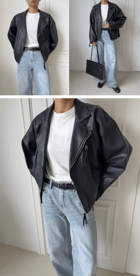 韓國製Washing Combi Leather Jacket