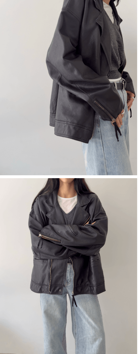 韓國製Washing Combi Leather Jacket