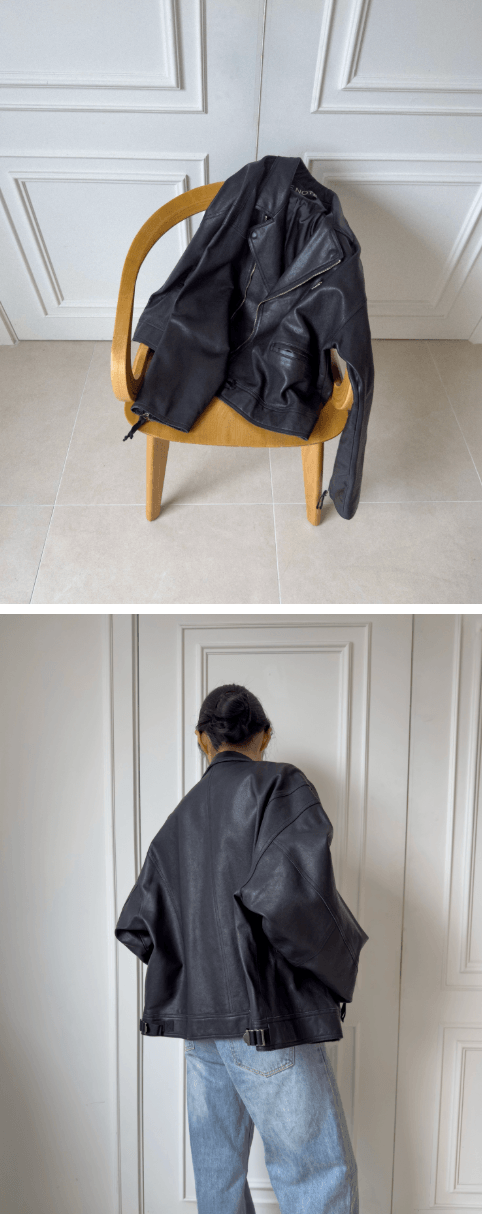 韓國製Washing Combi Leather Jacket