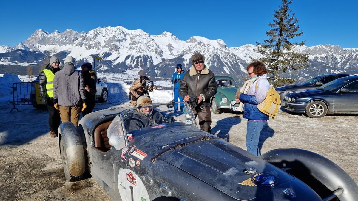 Gabi und Johann mit Healey Siverstone bei der Planai Classic Gabi und Johann mit Healey Siverstone bei der Planai Classic