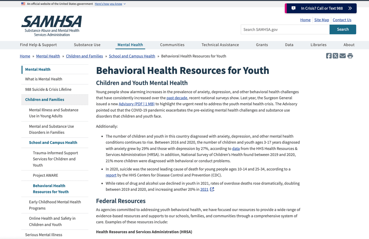 https://www.samhsa.gov/mental-health/children-and-families/school-health/resources https://www.samhsa.gov/mental-health/children-and-families/school-health/resources