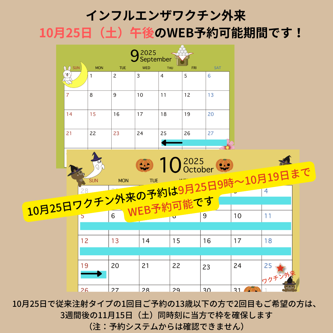 2025年10月25日のインフルエンザワクチン外来初回 2025年10月25日のインフルエンザワクチン外来初回