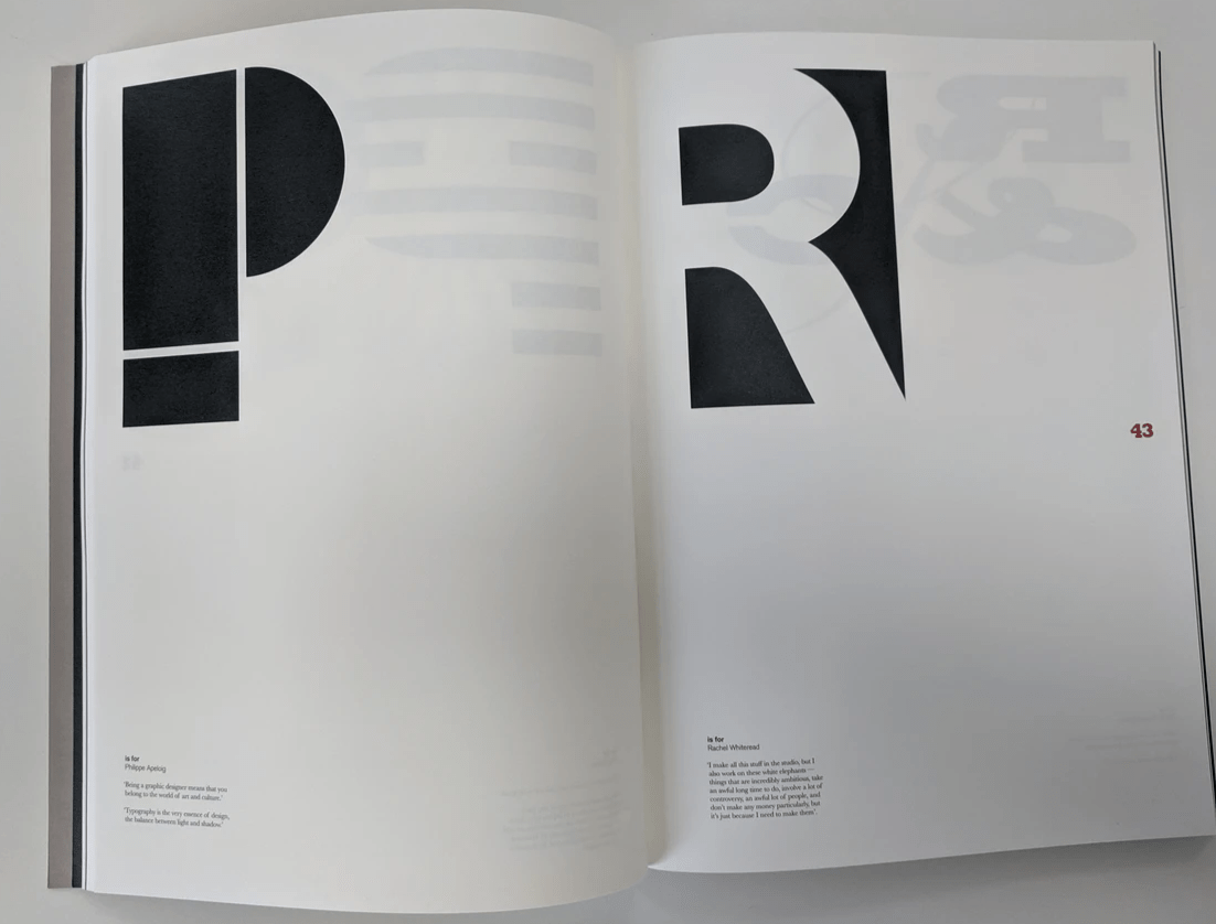Open book with white pages. Large letter P on left page and large letter R on right page. quotes below each letter Open book with white pages. Large letter P on left page and large letter R on right page. quotes below each letter