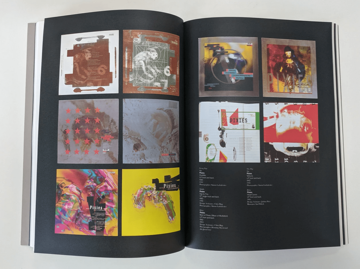 Records sleeves from the band The Pixies on black pages Records sleeves from the band The Pixies on black pages