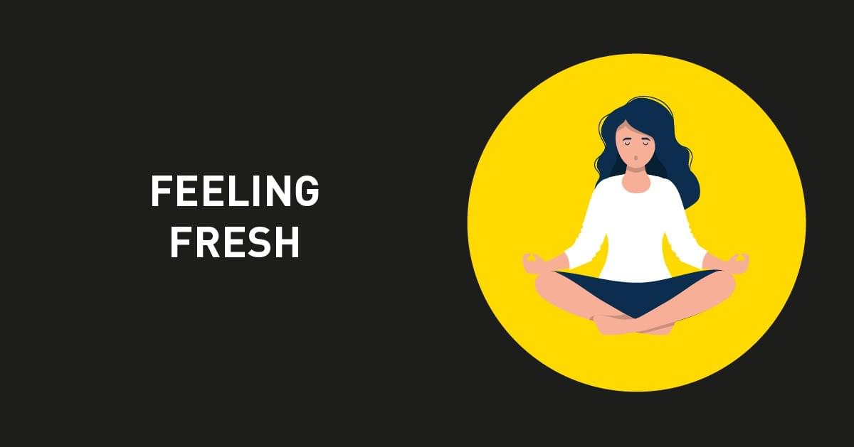 We Are Brass Tacks. Internal comms agency. Long dark haired illustrative woman sitting cross legged inside yellow bubble We Are Brass Tacks. Internal comms agency. Long dark haired illustrative woman sitting cross legged inside yellow bubble