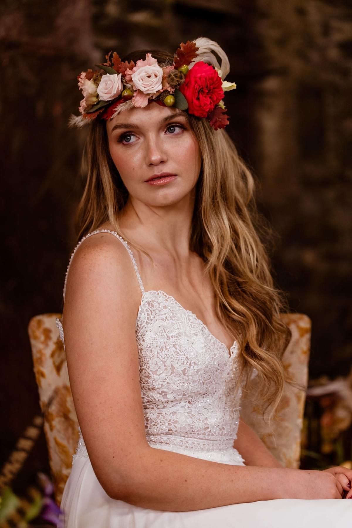 Autumn Bride, flower crown, Rebecca Ingram wedding dress Autumn Bride, flower crown, Rebecca Ingram wedding dress