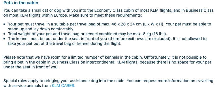 KLM Pets In Cabin KLM Pets In Cabin