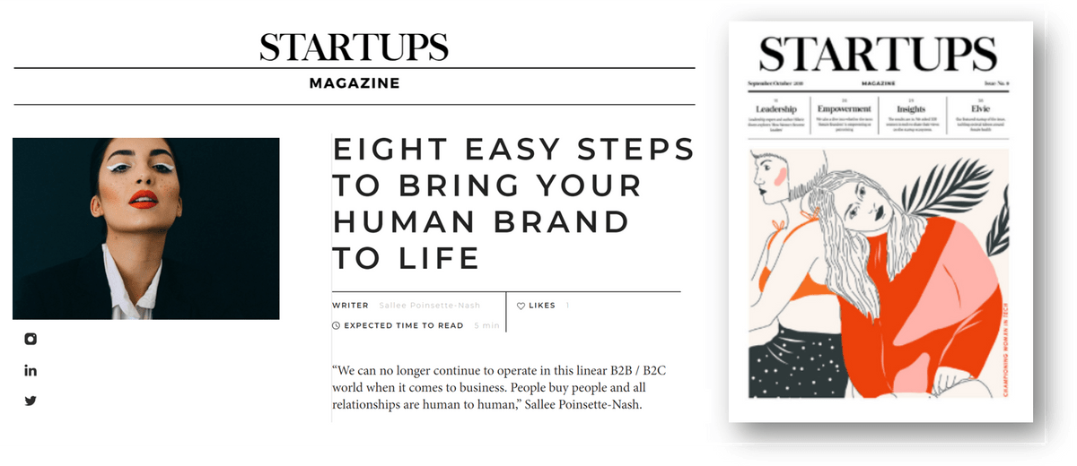 Startups Magazine, Sallee Poinsette-Nash, Human brands, Personal brand, personal brands, personal branding, Lara Sheldrake Startups Magazine, Sallee Poinsette-Nash, Human brands, Personal brand, personal brands, personal branding, Lara Sheldrake