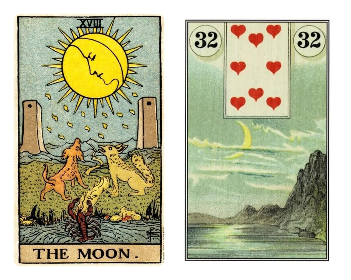 月亮牌 Moon 怎樣解?雷諾曼與塔羅大不同!細數月亮的象徵|雨露均占|西洋牌卡骨董店|塔羅|雷諾曼|占卜術 月亮牌 Moon 怎樣解?雷諾曼與塔羅大不同!細數月亮的象徵|雨露均占|西洋牌卡骨董店|塔羅|雷諾曼|占卜術
