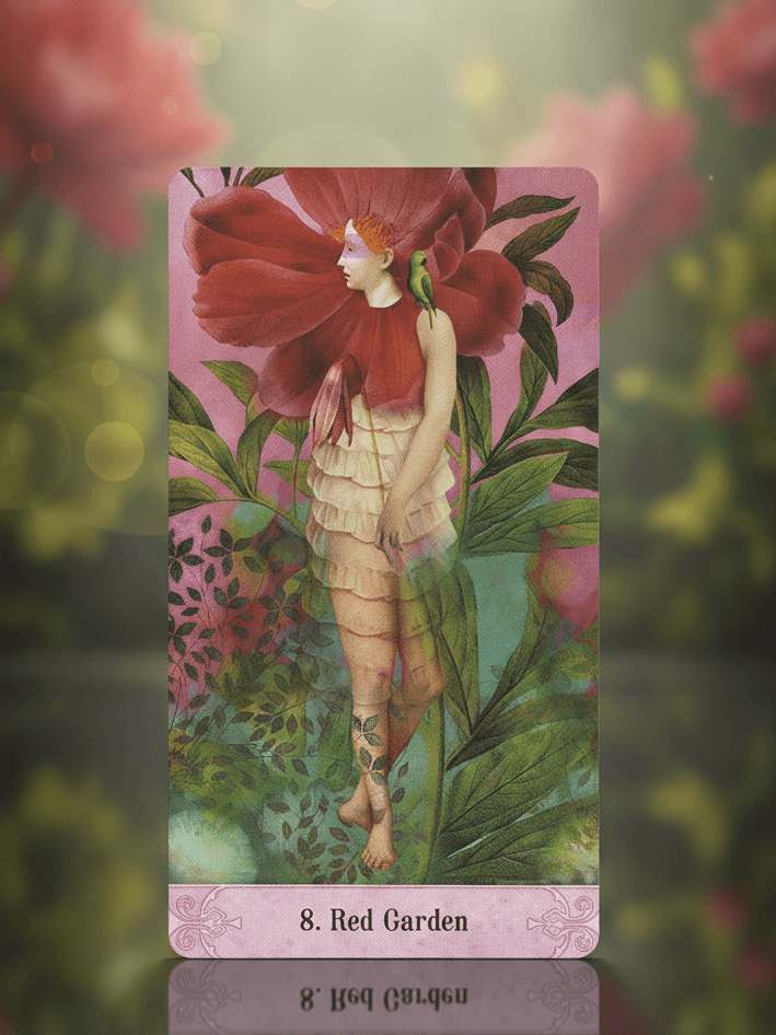 奧祕時刻神諭卡|8號牌 Red Garden:感受、感恩、在生活裡安放熱度|雨露均占|西洋牌卡骨董店|塔羅|雷諾曼|占卜術 奧祕時刻神諭卡|8號牌 Red Garden:感受、感恩、在生活裡安放熱度|雨露均占|西洋牌卡骨董店|塔羅|雷諾曼|占卜術