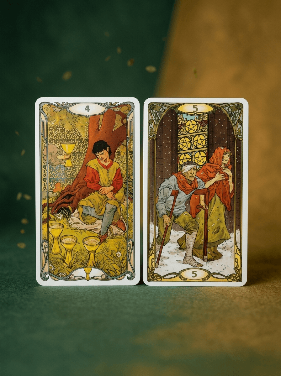 【每日塔羅】抽到聖杯4、錢幣5?承認匱乏的勇氣|雨露均占|西洋牌卡骨董店|塔羅|雷諾曼|占卜術 【每日塔羅】抽到聖杯4、錢幣5?承認匱乏的勇氣|雨露均占|西洋牌卡骨董店|塔羅|雷諾曼|占卜術