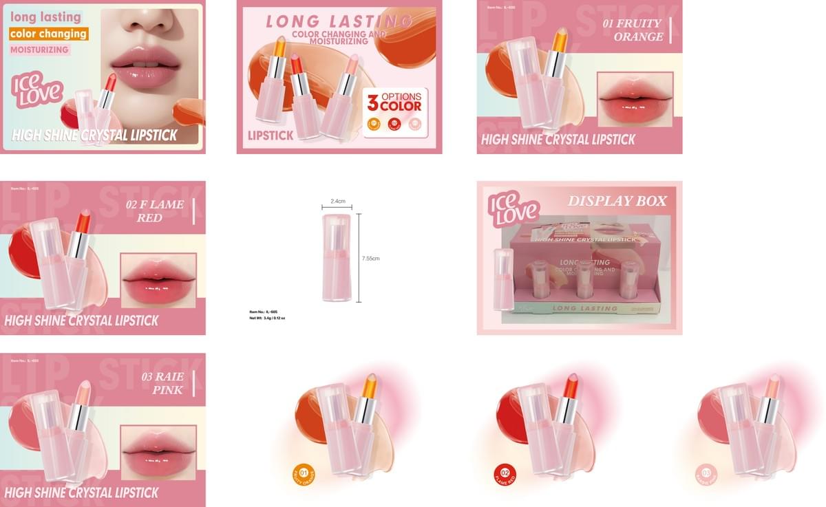 High Shine Crystal Lipstick Color changing and Moisturizing lipstick