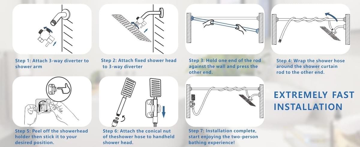 Dual Shower Head for Couples, High Pressure Rain Showerhead and Handheld Spray Combo