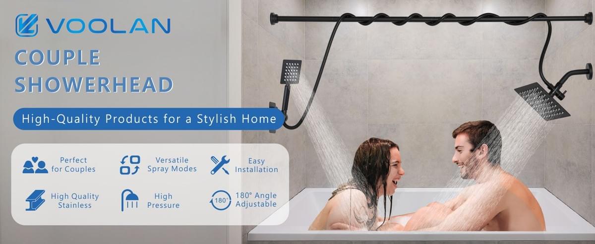 Dual Shower Head for Couples, High Pressure Rain Showerhead and Handheld Spray Combo