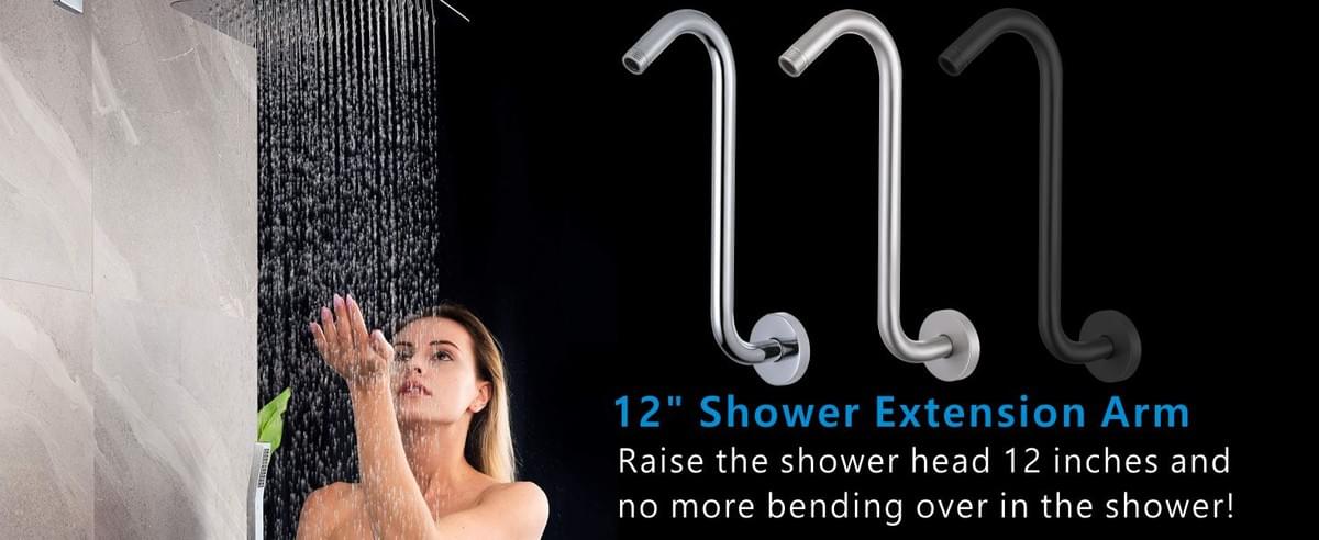 12 Inch Shower Head Extension Arm with Flange