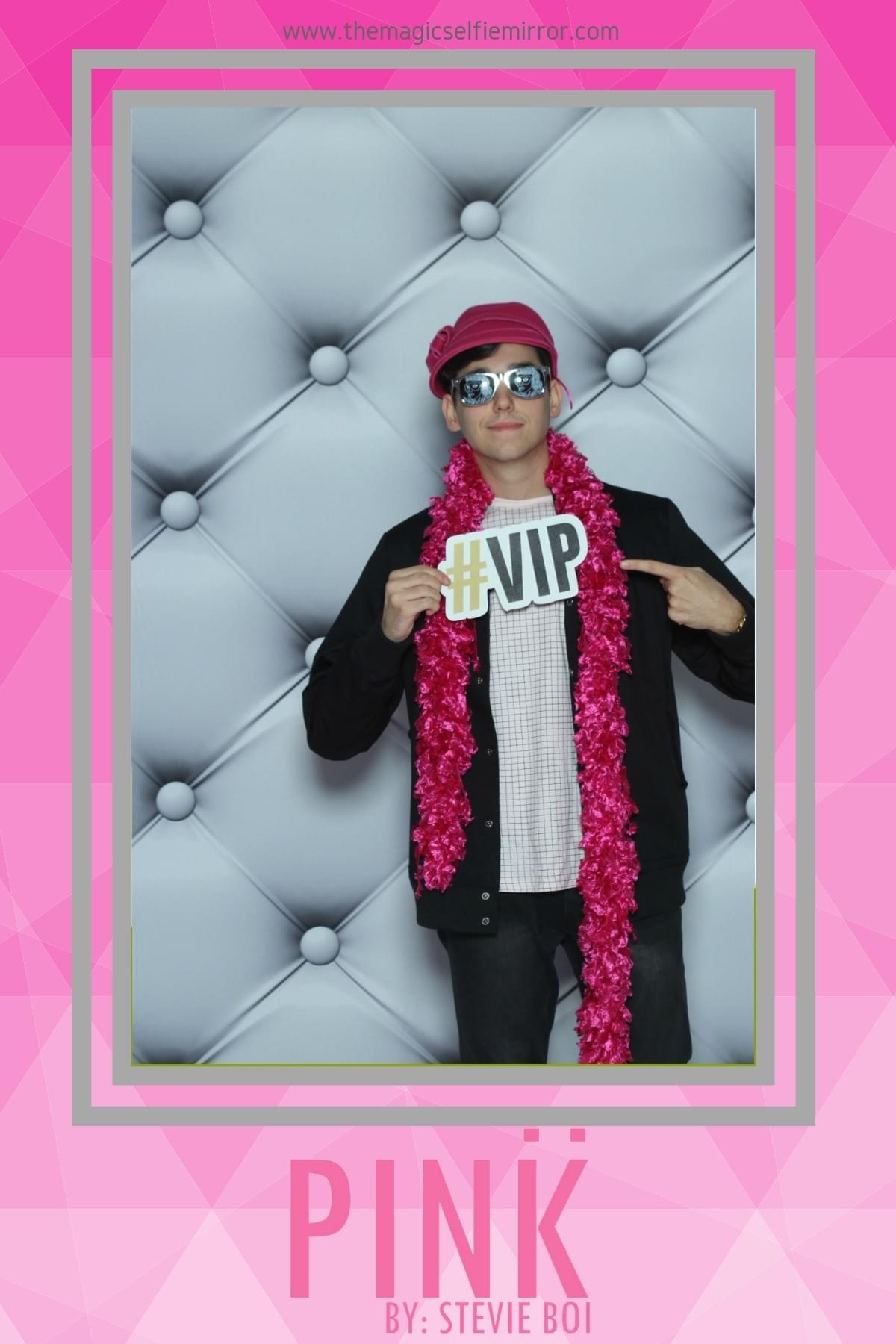 Cherion Records Performing Artist d.b. Ricapito, famous for his song California King in front of The Magic Selfie Mirror photo booth Cherion Records Performing Artist d.b. Ricapito, famous for his song California King in front of The Magic Selfie Mirror photo booth