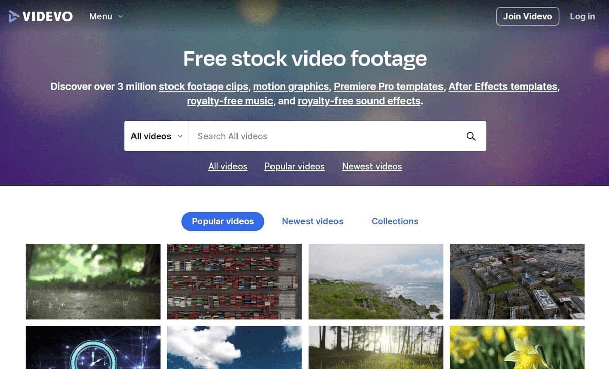 Videvo : Un mélange d'options gratuites et premium Videvo : Un mélange d'options gratuites et premium
