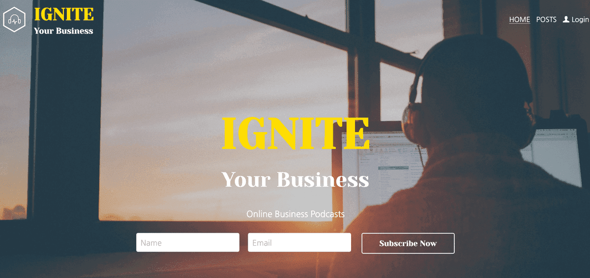 Plantilla "Ignite Your Business" de Strikingly Plantilla "Ignite Your Business" de Strikingly