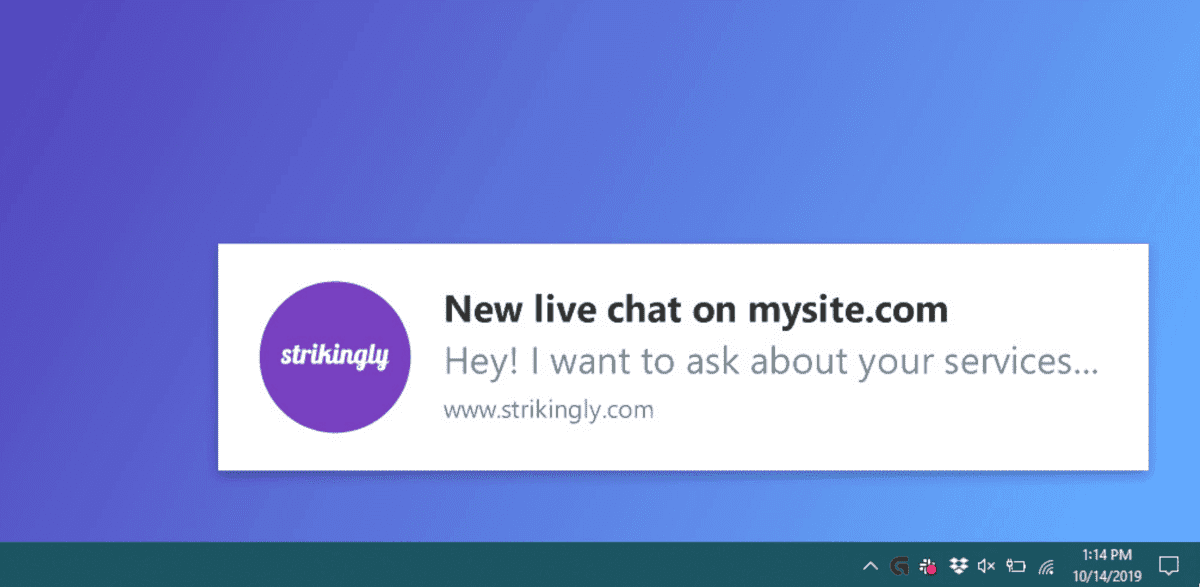 Notificación de la Función de Live Chat de Strikingly Notificación de la Función de Live Chat de Strikingly
