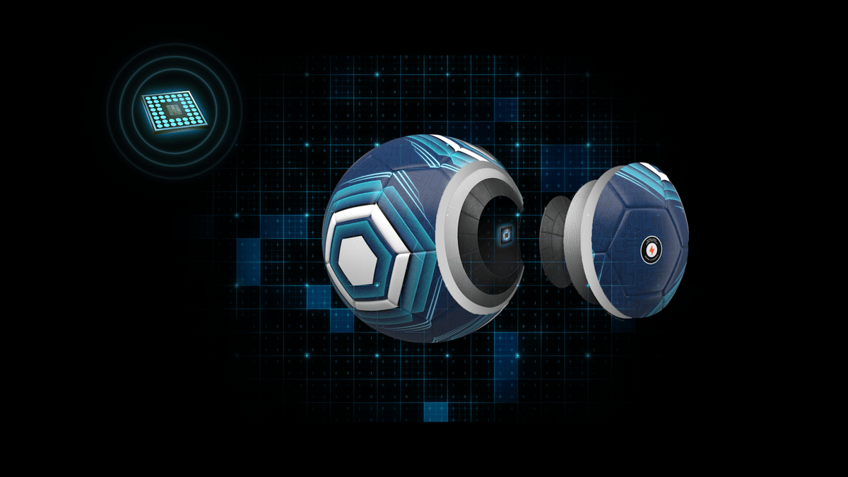 Smart football with built-in sensors and phone connectivity, featuring pre-designed drills in the app for skill development. Smart football with built-in sensors and phone connectivity, featuring pre-designed drills in the app for skill development.