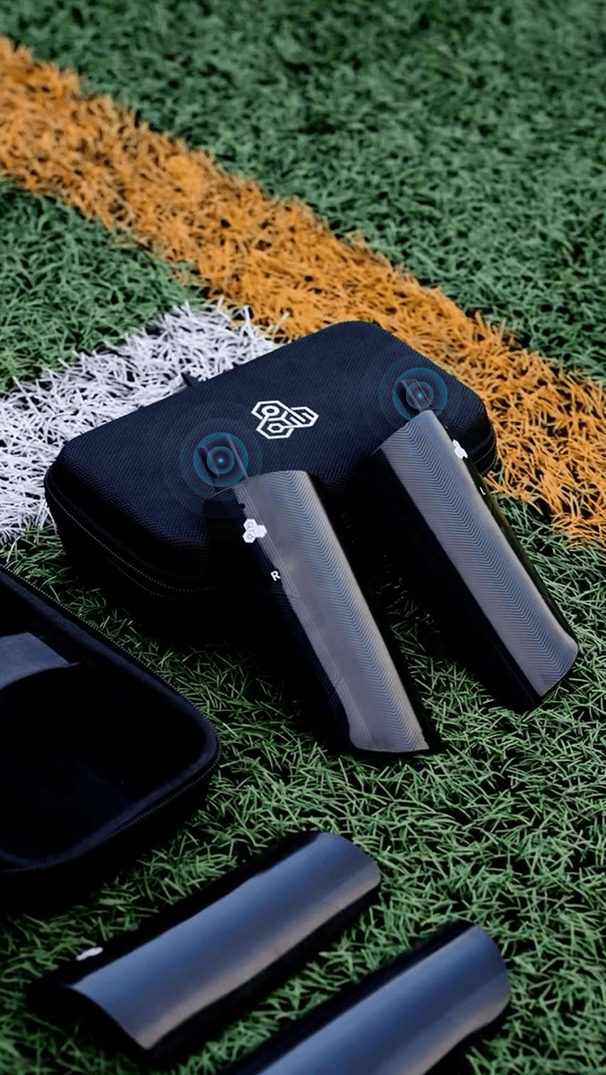 Football player trackers embedded in smart shin guards to measure and analyze player performance with data-driven insights. Football player trackers embedded in smart shin guards to measure and analyze player performance with data-driven insights.