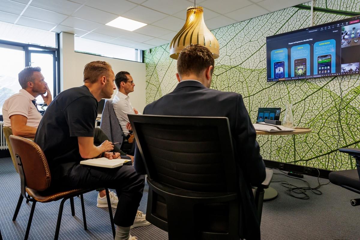 KNVB jury members reviewing Gengee’s digital solutions for youth football engagement during the UEFA Reimagine Football event, where Gengee was a featured finalist. KNVB jury members reviewing Gengee’s digital solutions for youth football engagement during the UEFA Reimagine Football event, where Gengee was a featured finalist.