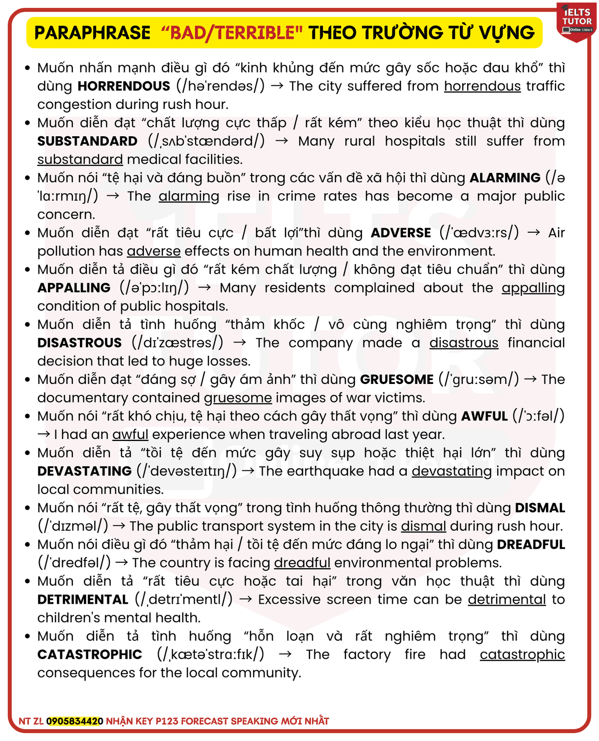 Paraphrase từ"bad/terible"(Diễn đạt"tồi tệ, kinh khủng"tiếng anh Paraphrase từ"bad/terible"(Diễn đạt"tồi tệ, kinh khủng"tiếng anh