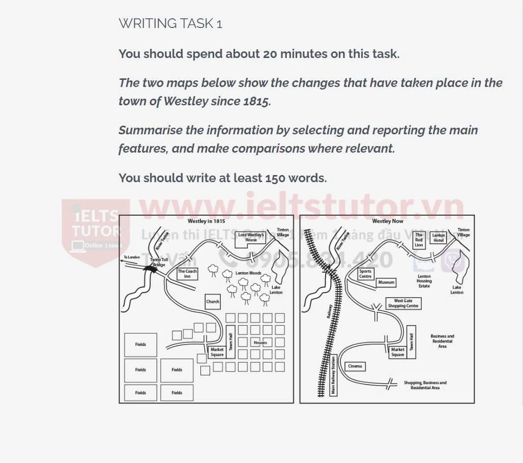 The two maps below show the changes that have taken place in the town of Westley since 1815 The two maps below show the changes that have taken place in the town of Westley since 1815