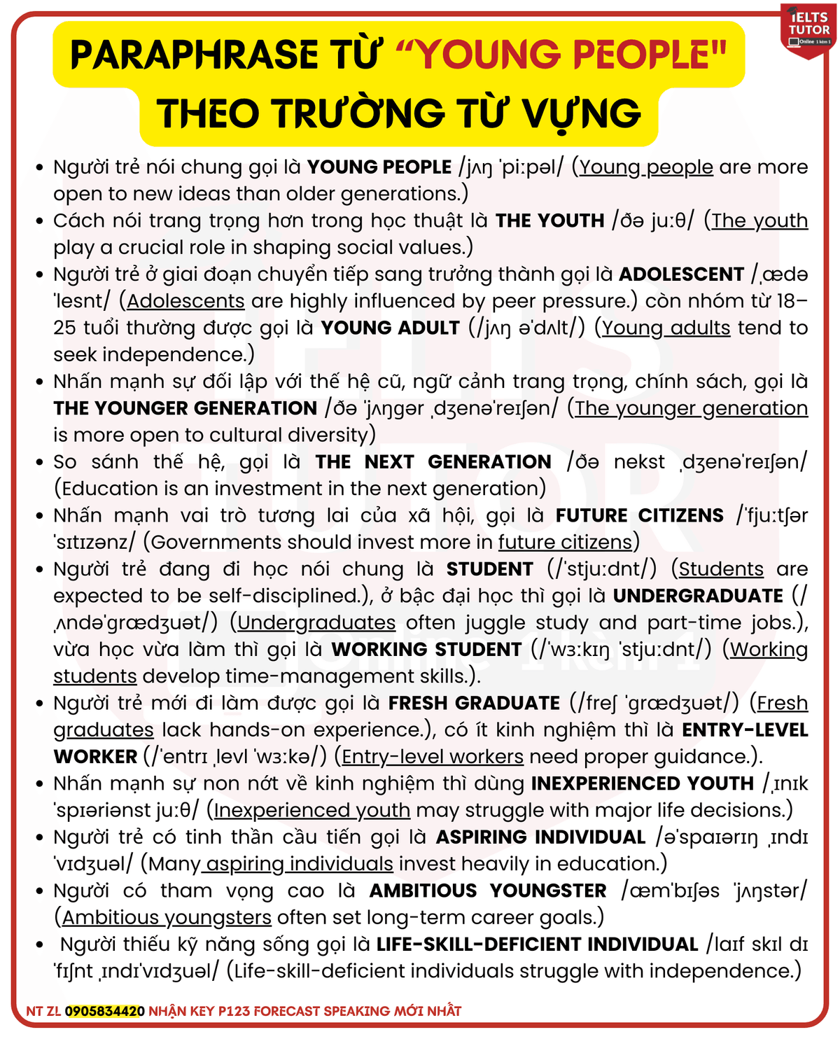 Paraphrase"young people" tiếng anh Paraphrase"young people" tiếng anh