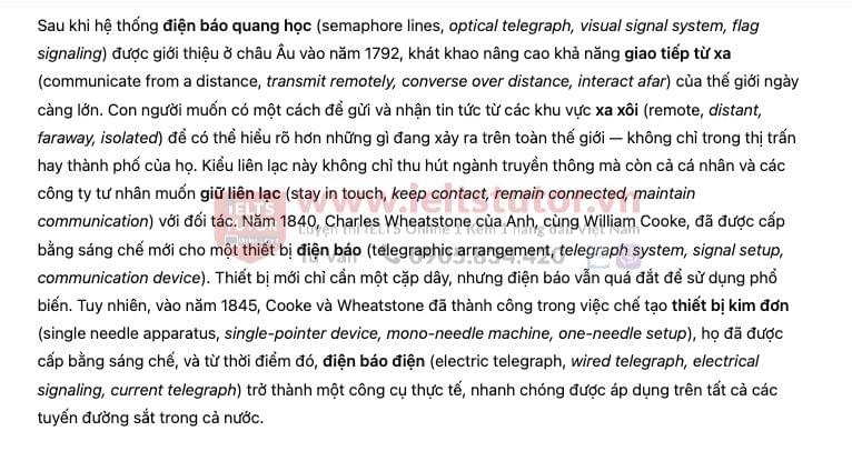 History of telegraph in communication- Đề thi thật IELTS READING History of telegraph in communication- Đề thi thật IELTS READING