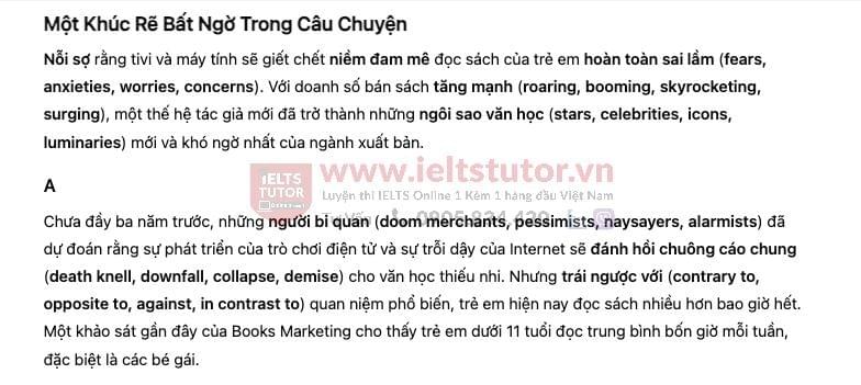 Twist in the Tale Answers with location - Đề thi thật IELTS READING Twist in the Tale Answers with location - Đề thi thật IELTS READING