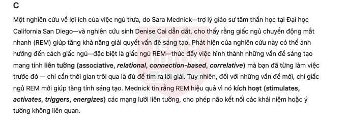 🔥The Science of “Sleeping on It” Answers with location - Đề thi thật IELTS READING- Làm bài online format computer-based, kèm đáp án, dịch & giải thích từ vựng - cấu trúc ngữ pháp khó 🔥The Science of “Sleeping on It” Answers with location - Đề thi thật IELTS READING- Làm bài online format computer-based, kèm đáp án, dịch & giải thích từ vựng - cấu trúc ngữ pháp khó