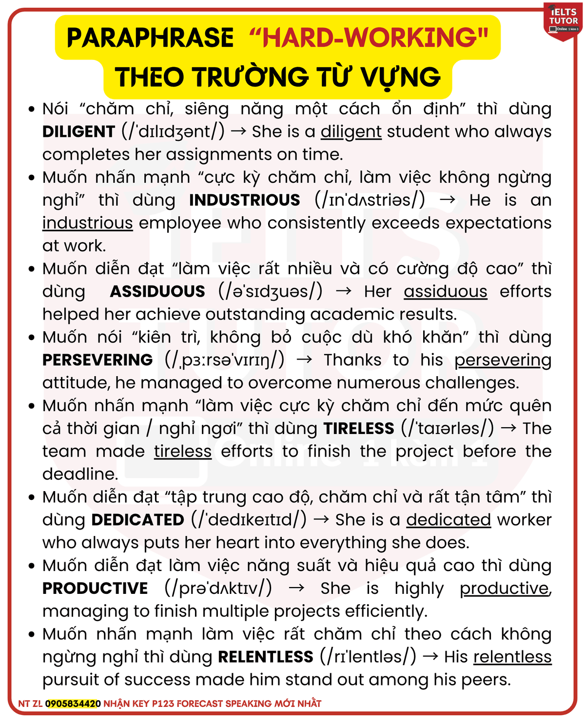 Cách dùng & paraphrase tính từ"hard-working"tiếng anh Cách dùng & paraphrase tính từ"hard-working"tiếng anh
