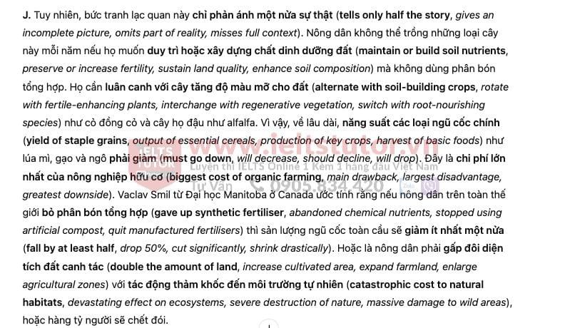 Organic farming and fertilisers - Đề thi thật IELTS READING Organic farming and fertilisers - Đề thi thật IELTS READING