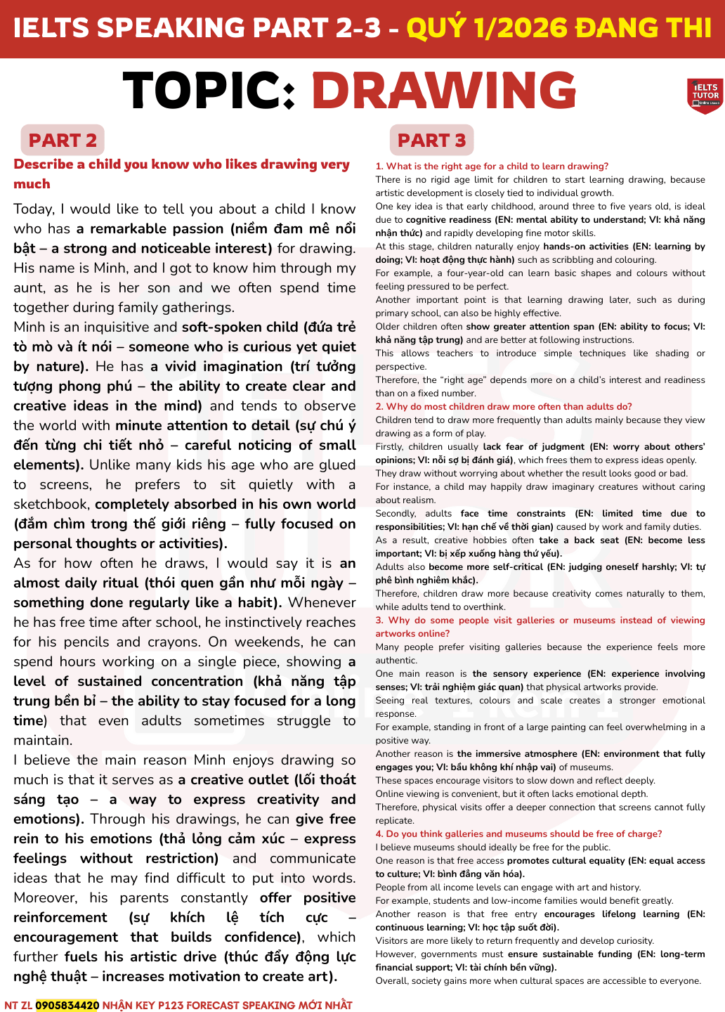 Giải đề "Describe a child you know who likes drawing very much" IELTS SPEAKING PART 2-3 Giải đề "Describe a child you know who likes drawing very much" IELTS SPEAKING PART 2-3