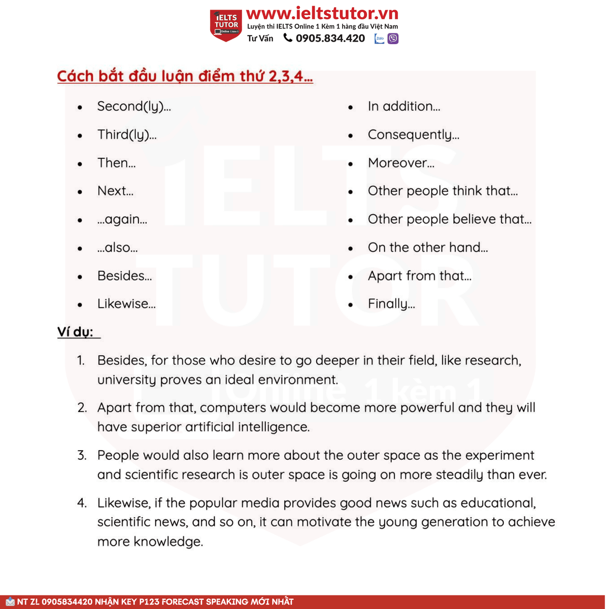 IELTS TUTOR cũng giới thiệu thêm Các loại từ nối (linking word) nên dùng trong IELTS IELTS TUTOR cũng giới thiệu thêm Các loại từ nối (linking word) nên dùng trong IELTS