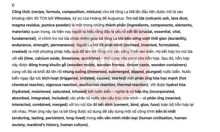 🔥Learning from the Romans - How an ancient building material is influencing modern construction Answers with location - Đề luyện IELTS READING 🔥Learning from the Romans - How an ancient building material is influencing modern construction Answers with location - Đề luyện IELTS READING
