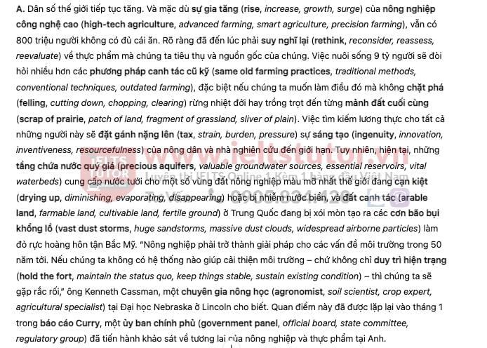 Organic farming and fertilisers - Đề thi thật IELTS READING Organic farming and fertilisers - Đề thi thật IELTS READING