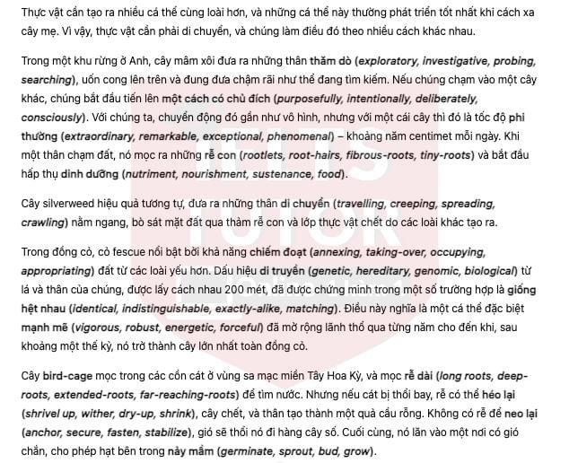 Travelling Plants - Đề thi thật IELTS READING Travelling Plants - Đề thi thật IELTS READING