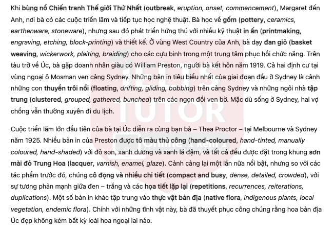 Australian artist Margaret Preston Answers with location - Đề thi thật IELTS READING Australian artist Margaret Preston Answers with location - Đề thi thật IELTS READING