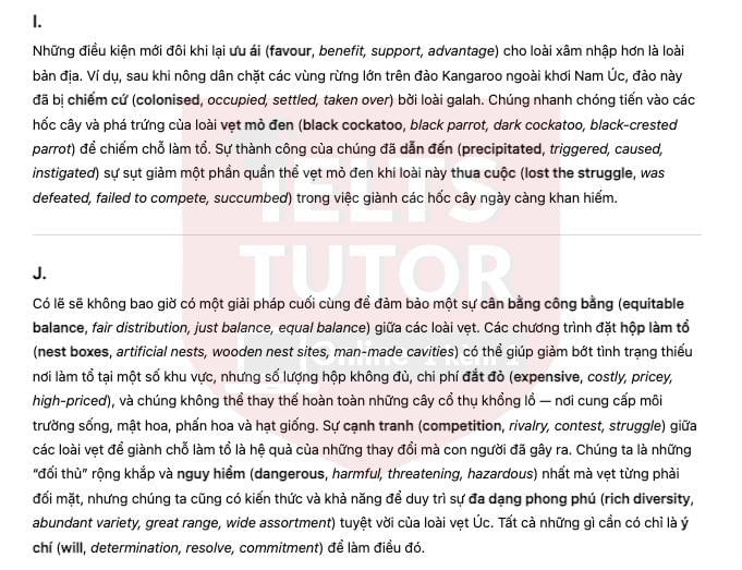 🔥Australian parrots and their adaptation to habitat change Answers with location - Đề thi thật IELTS READING- Làm bài online format computer-based, kèm đáp án, dịch & giải thích từ vựng - cấu trúc ngữ pháp khó 🔥Australian parrots and their adaptation to habitat change Answers with location - Đề thi thật IELTS READING- Làm bài online format computer-based, kèm đáp án, dịch & giải thích từ vựng - cấu trúc ngữ pháp khó