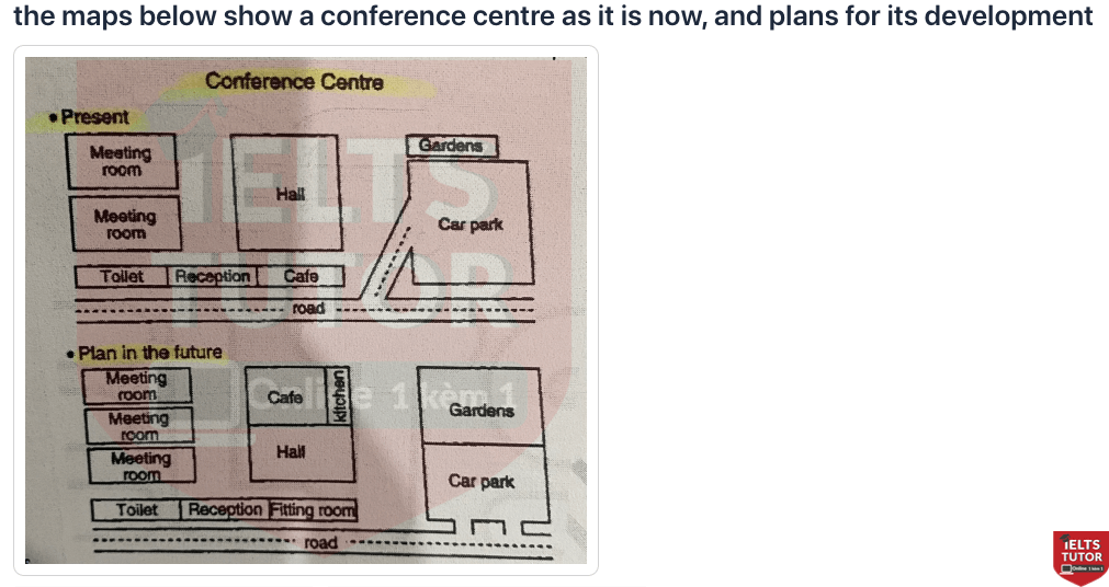 The maps below show a conference centre as it is now, and plans for its development The maps below show a conference centre as it is now, and plans for its development