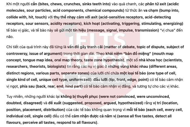 The geography of taste bud Answers with location - Đề thi thật IELTS READING The geography of taste bud Answers with location - Đề thi thật IELTS READING