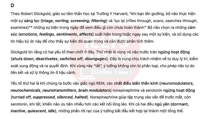 🔥The Science of “Sleeping on It” Answers with location - Đề thi thật IELTS READING- Làm bài online format computer-based, kèm đáp án, dịch & giải thích từ vựng - cấu trúc ngữ pháp khó 🔥The Science of “Sleeping on It” Answers with location - Đề thi thật IELTS READING- Làm bài online format computer-based, kèm đáp án, dịch & giải thích từ vựng - cấu trúc ngữ pháp khó