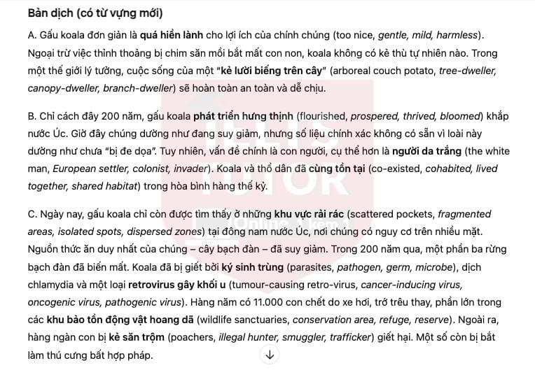 🔥Koalas - Đề thi thật IELTS READING - Làm bài online format computer-based, kèm đáp án, dịch & giải thích từ vựng - cấu trúc ngữ pháp khó 🔥Koalas - Đề thi thật IELTS READING - Làm bài online format computer-based, kèm đáp án, dịch & giải thích từ vựng - cấu trúc ngữ pháp khó
