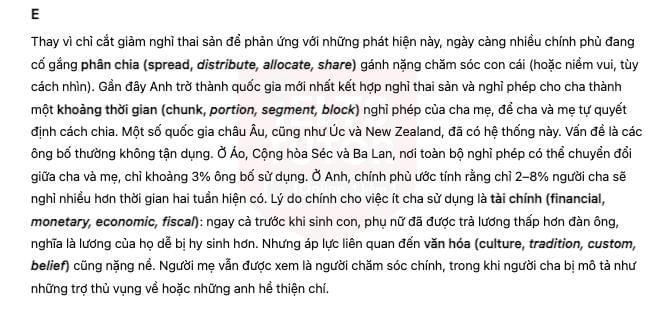 🔥Paternity Leave Answers with location - Đề thi thật IELTS READING- Làm bài online format computer-based, kèm đáp án, dịch & giải thích từ vựng - cấu trúc ngữ pháp khó 🔥Paternity Leave Answers with location - Đề thi thật IELTS READING- Làm bài online format computer-based, kèm đáp án, dịch & giải thích từ vựng - cấu trúc ngữ pháp khó