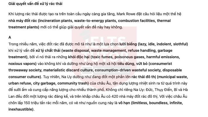 🔥Solving the problem of waste disposal - Đề thi thật IELTS READING - Làm bài online format computer-based, kèm đáp án, dịch & giải thích từ vựng - cấu trúc ngữ pháp khó 🔥Solving the problem of waste disposal - Đề thi thật IELTS READING - Làm bài online format computer-based, kèm đáp án, dịch & giải thích từ vựng - cấu trúc ngữ pháp khó