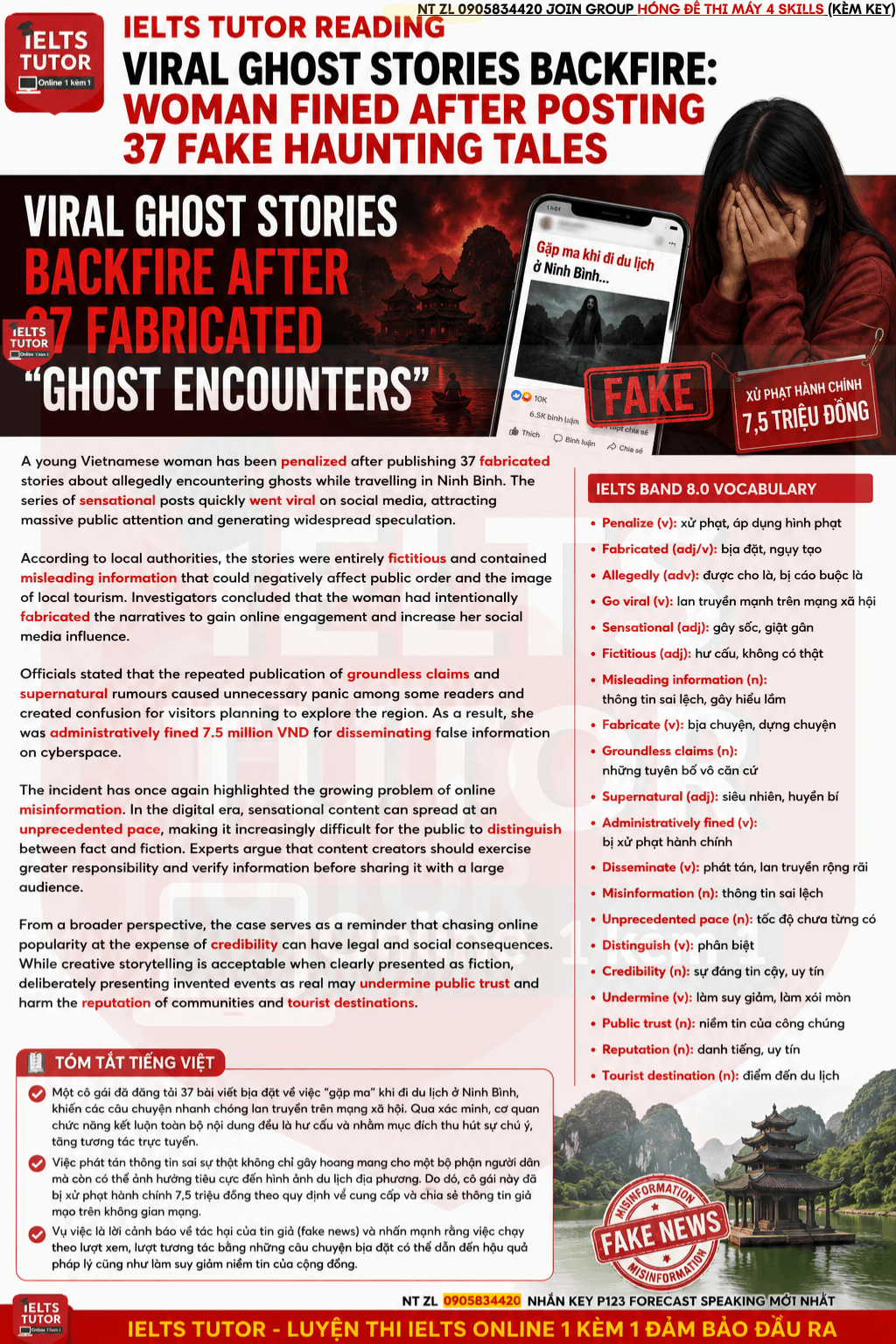 VIRAL GHOST STORIES BACKFIRE: WOMAN FINED AFTER POSTING 37 FAKE HAUNTING TALES: IELTS TUTOR READING VIRAL GHOST STORIES BACKFIRE: WOMAN FINED AFTER POSTING 37 FAKE HAUNTING TALES: IELTS TUTOR READING