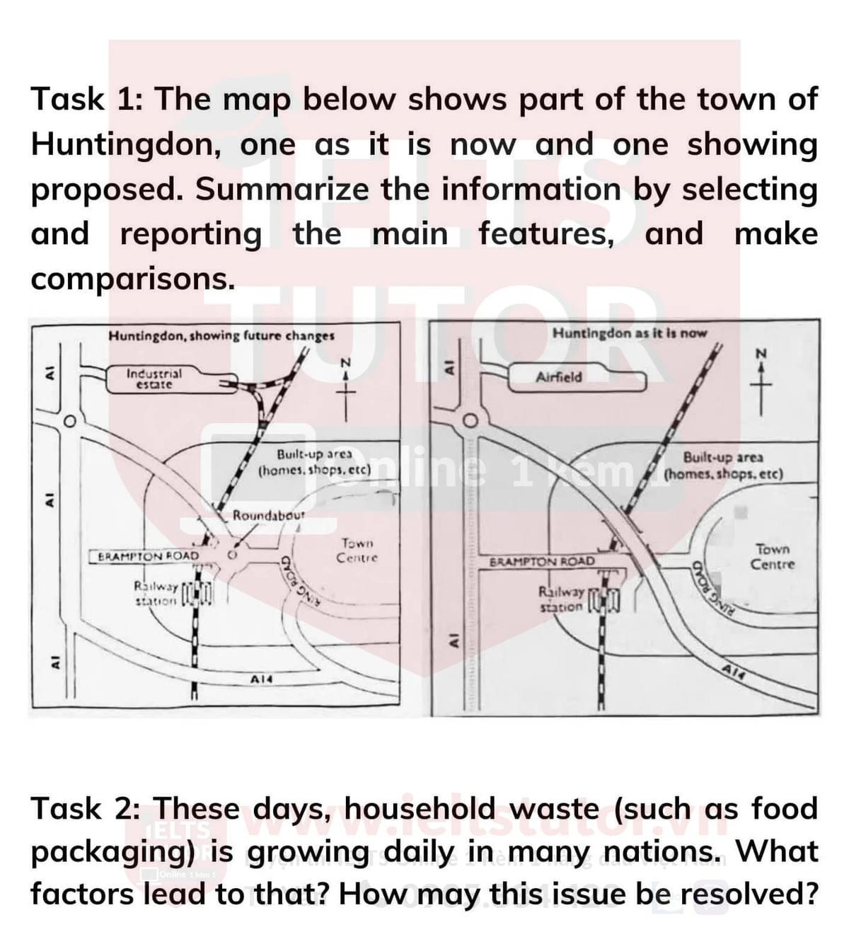12. The maps below show Huntingdon as it is now, and how it will change in the future 12. The maps below show Huntingdon as it is now, and how it will change in the future