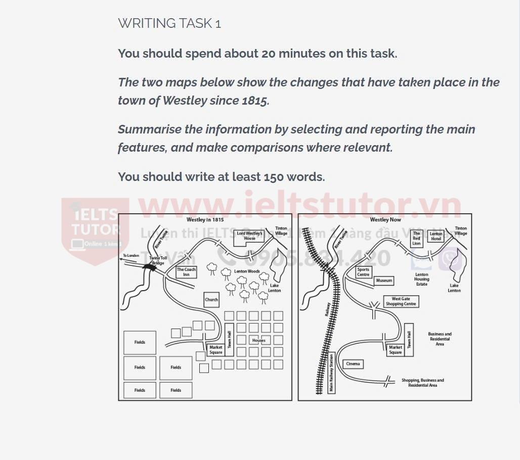The two maps below show the changes that have taken place in the town of Westley since 1815 The two maps below show the changes that have taken place in the town of Westley since 1815